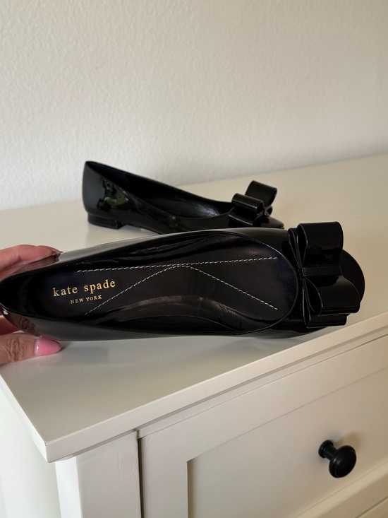 kate spade Shoes - Kate Spade Black Patent Bow Flats 9